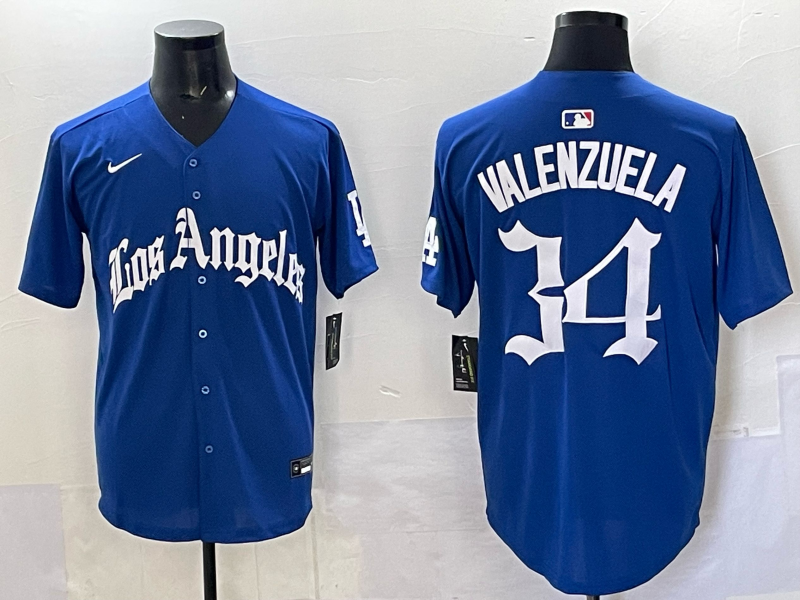 Men Los Angeles Dodgers #34 Valenzuela Blue 2025 Nike MLB Jersey style 006
